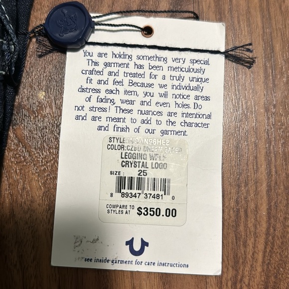 True Religion Dream Eater legging straight leg Jean with Swarovski crystals - Picture 4 of 5